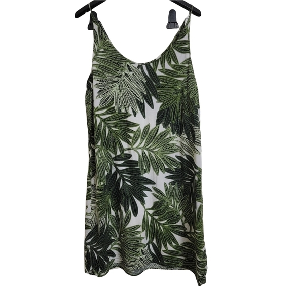 Topshop Floral Botanical Palm Print Spaghetti Strap 90s Vibe Shift Dress Size 8 - Picture 2 of 6